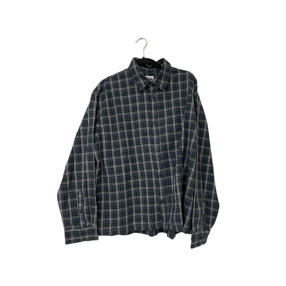 Zara Mens Button Up Shirt M Medium Blue Green Plaid Cotton 7545/314 NWT